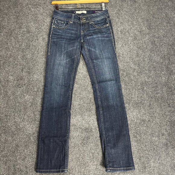 Vigoss Jeans Womens 26  Cotton Stretch Embellished Flap Pockets Medium Wash - Picture 1 of 10